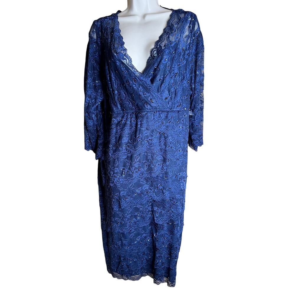 Marina Navy Layered Lace Dress 18W NWT